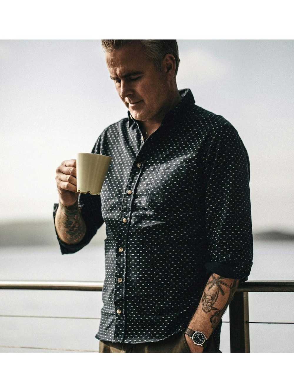 Taylor Stitch California Shirt - Indigo Pyramid - Size 46